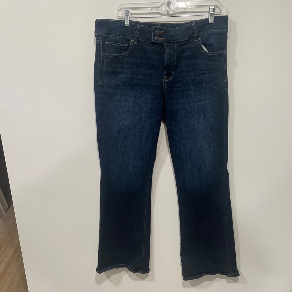 American Eagle Kick Boot Jeans‎ Women Dark Wash Next Level Stretch Size 16 35x30